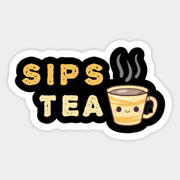 Sips Tea & Just Be Happy Amazing Art Of Cup With Smile Face Sticker by mangobanana